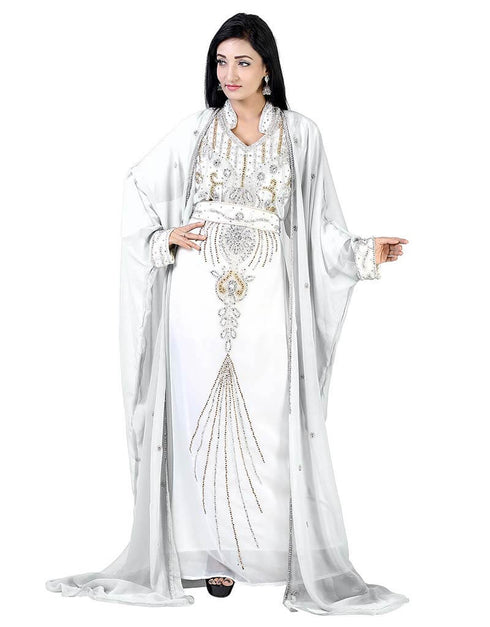 Trendy white Colored Embroidery worked Kaftan